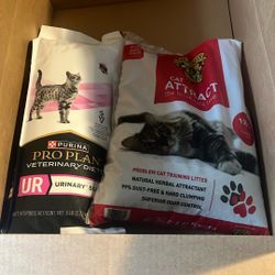 Purina Pro Plan Veterinarian Diets 6 Pound Bag And Dr.Elsey cat litter 20 pounds