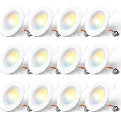 5/6 inch 5CCT LED Recessed Lighting 12 Pack, 
