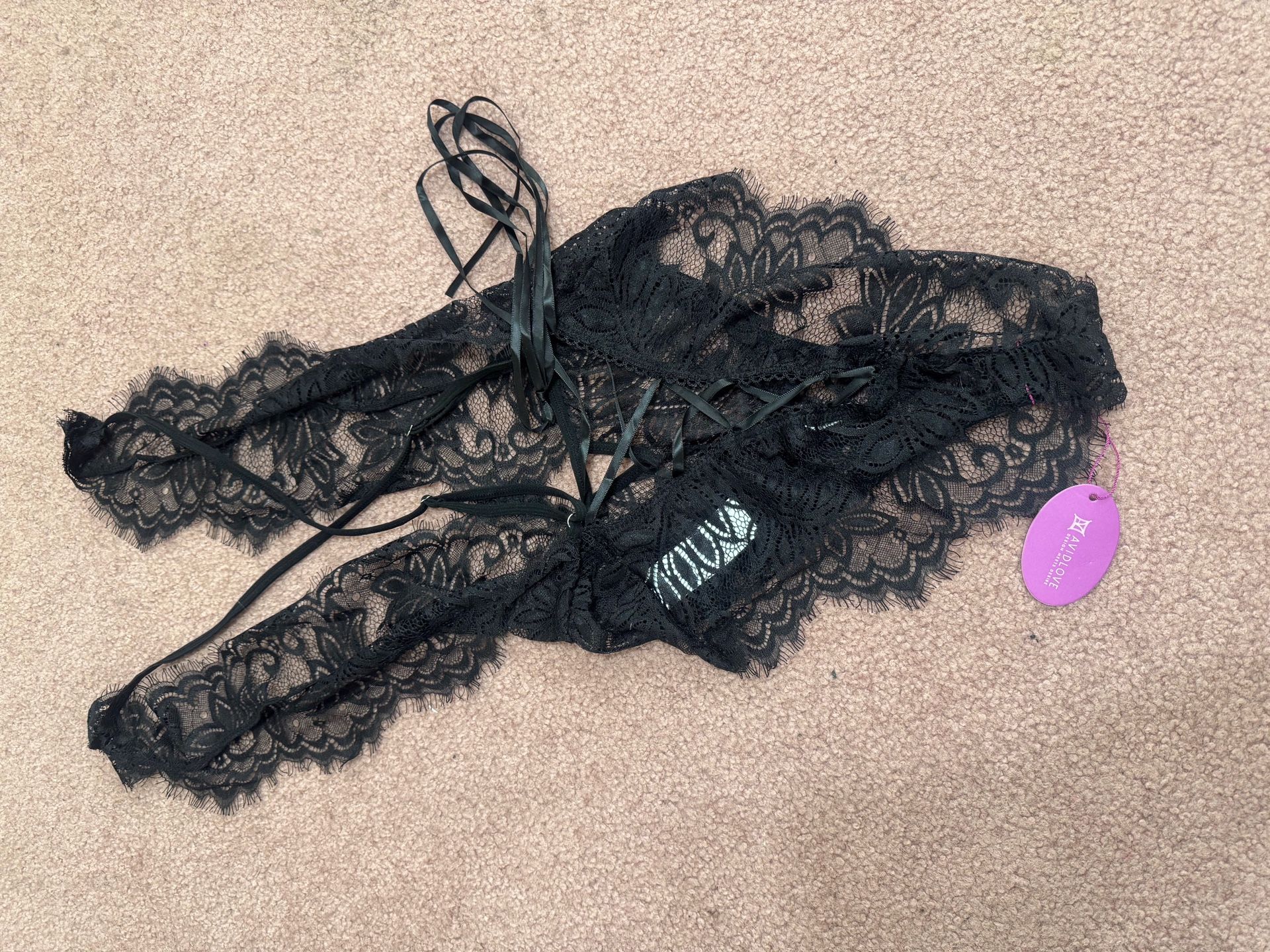 New Small Black Lace Bodysuit Lingerie
