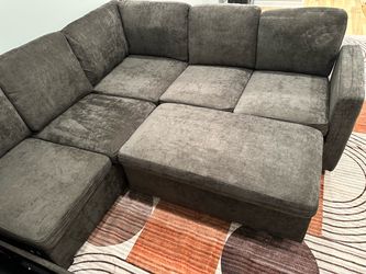 Sectional Sleeper Sofa Bed, 7 Seat Pull Out Couch with Storage