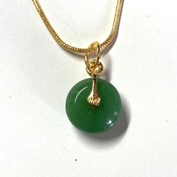 Jade Jadeite Circle Pendant Necklace