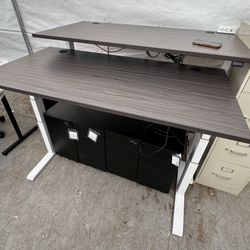 Brown Electrical Height Adjustable Desk 