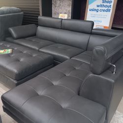*Weekly Feature!!!*---Modern Ibiza Gray Leather Sectional Sofa W/Ottoman---Only $799!!!---Delivery And Financing🤭