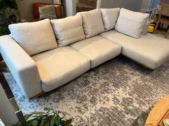 West Elm Upholstered Sectional Sofa with Wood Base