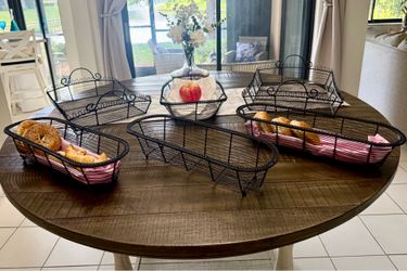 Black Wire Serving Basket Set – Buffet & Entertaining Display Baskets Organizer Set