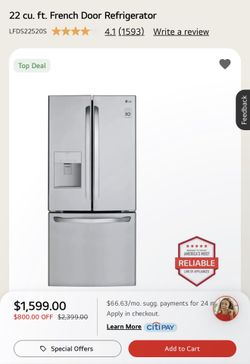 USED - LG 22 cu. ft. French Door Refrigerator