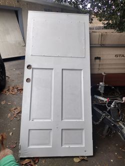 Front door white and red