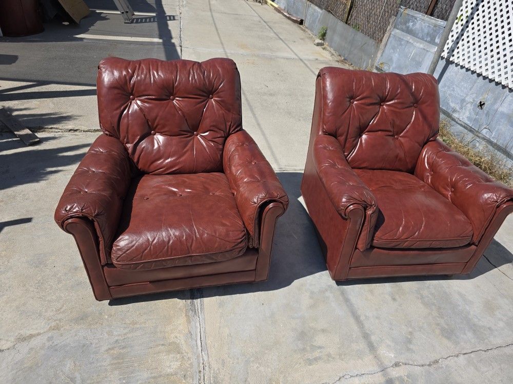 Drexel Heritage Furniture Leather Arm Chairs