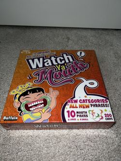 NEW Watch Ya' Mouth Family Party Game Includes 10 Mouthpieces, Ages 8+, Fun for Kids and Adults, Dishwasher Safe