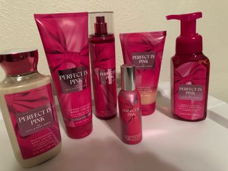 Bath and Body Works PERFECT IN PINK ,  NEW,  set of 6 items plus bag.