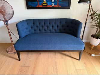 Crate & Barrel Blue, Tufted Mini Sofa