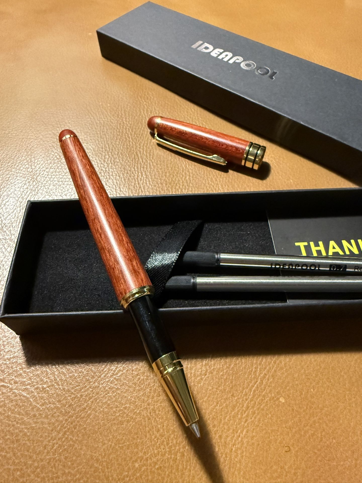 Ideapool Luxury Rosewood Ballpoint Pen – Gift Box + Refills (New)