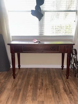 Dark Cherry Wood Console Table with Drawer