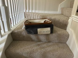 Fabric Storage Basket with Leather Trim