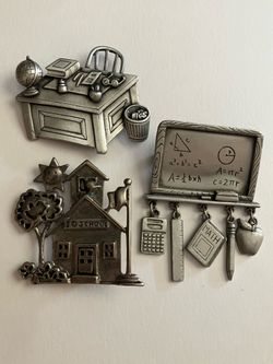 3 x Large Metal TEACHER / School Appreciation Pin Brooch Bundle - Scholastic Jewelry