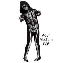 Adult Skeleton Body Suit Halloween Costume Medium/ Traje de Cuerpo Adulto Esqueleto Mediano 