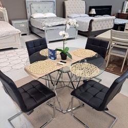 Ashley Glass Top Dining table 5 pcs No Needed credit check next day delivery $899