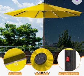 Yellow Solar LED lights Patio Umbrella