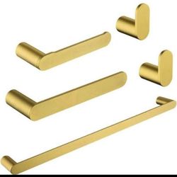 Luxury 5-Piece Bath Hardware Set, Stainless Steel in Brushed Gold