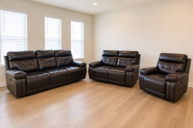 Brown leather power reclining living room set