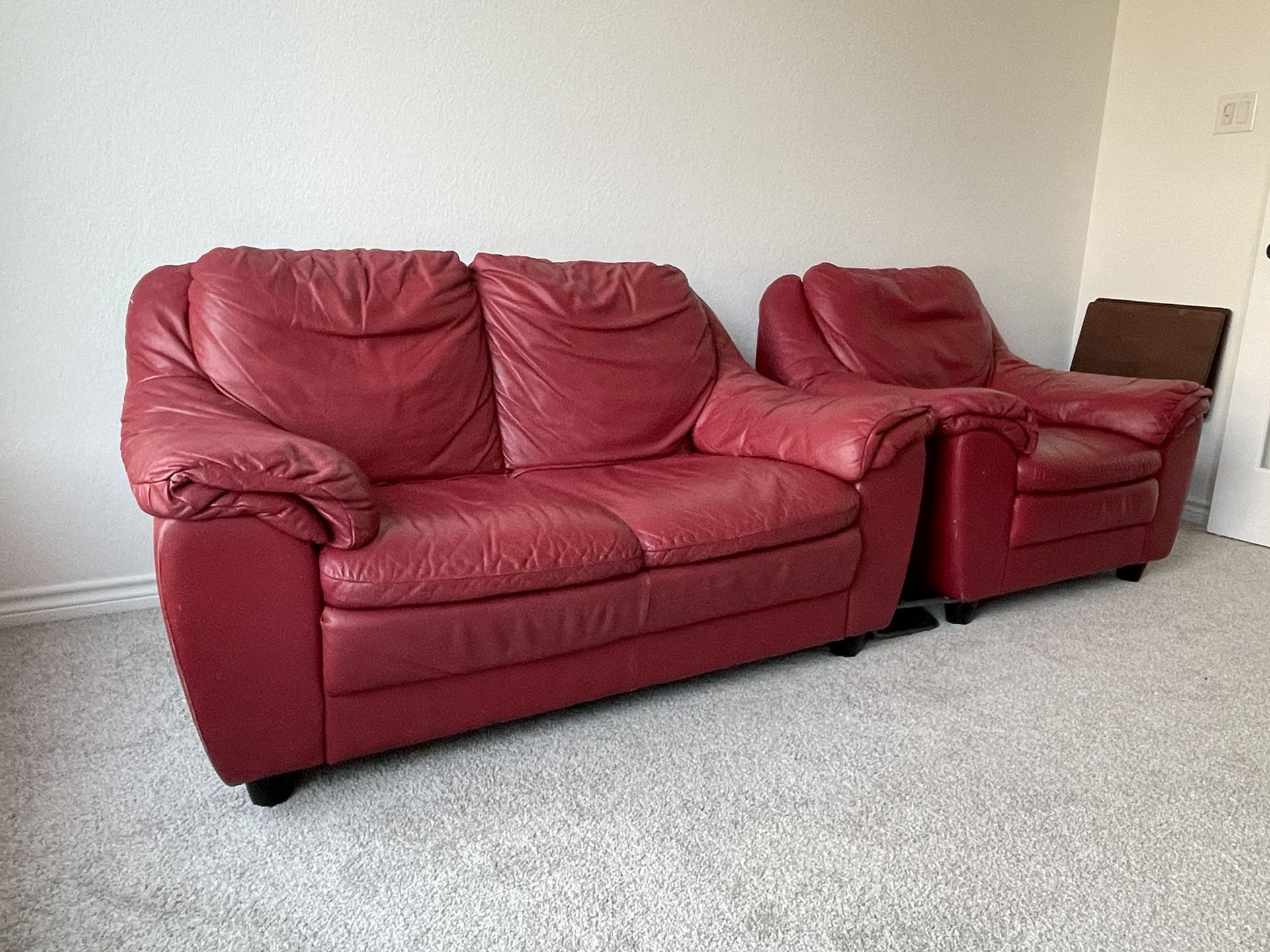 Genuine Full Grain Leather Couch Set (Sofa & Loveseat)