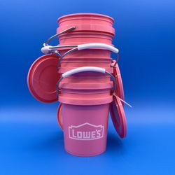 Lowes Mini Bucket Pink w/ Lid RARE Lot of 5 SET 