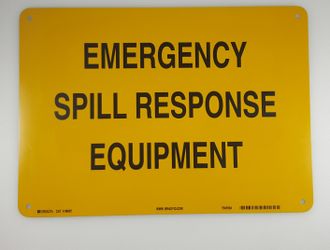 Brady 96087 14" Width x 10" Height B-555 Aluminum, Black on Yellow Chemical and Hazardous Materials Sign, Legend "Emergency Spill Response Equipment"