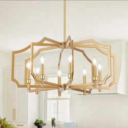 8-Light Modern Gold Chandelier Pendant Light Fixture Adjustable Kitchen Living Room Dining