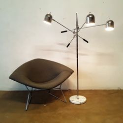 Vintage Italian Arredoluce Triennale marble and chrome 3 arm floor lamp Mid Century MCM 