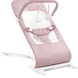 Baby Delight Alpine Deluxe Portable Baby Bouncer | Infant | 0-6 Months | 100% GOTS Certified Organic Cotton Fabric | Organic Rose