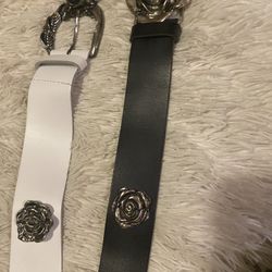 Italian Belt, National Leather White And Black 
