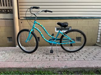 Tuesday, June 7 Bicycle, Custom Painted Teal with White & Yellow Flowers