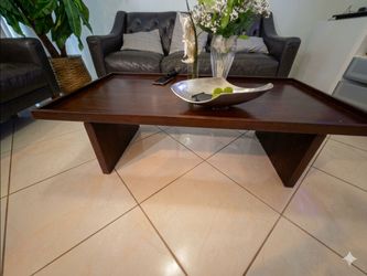 Mid-Century Modern Dark Wood Tray-Top Coffee Table