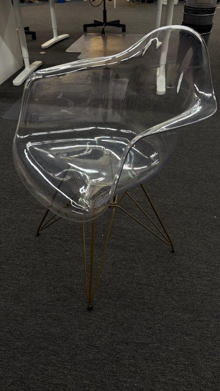 Acrylic Arm Chairs with Gold Base (Set of 2)