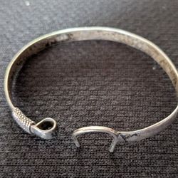 Vintage Sterling Silver Bangle Bracelet Hook Closure Signed CBC 925