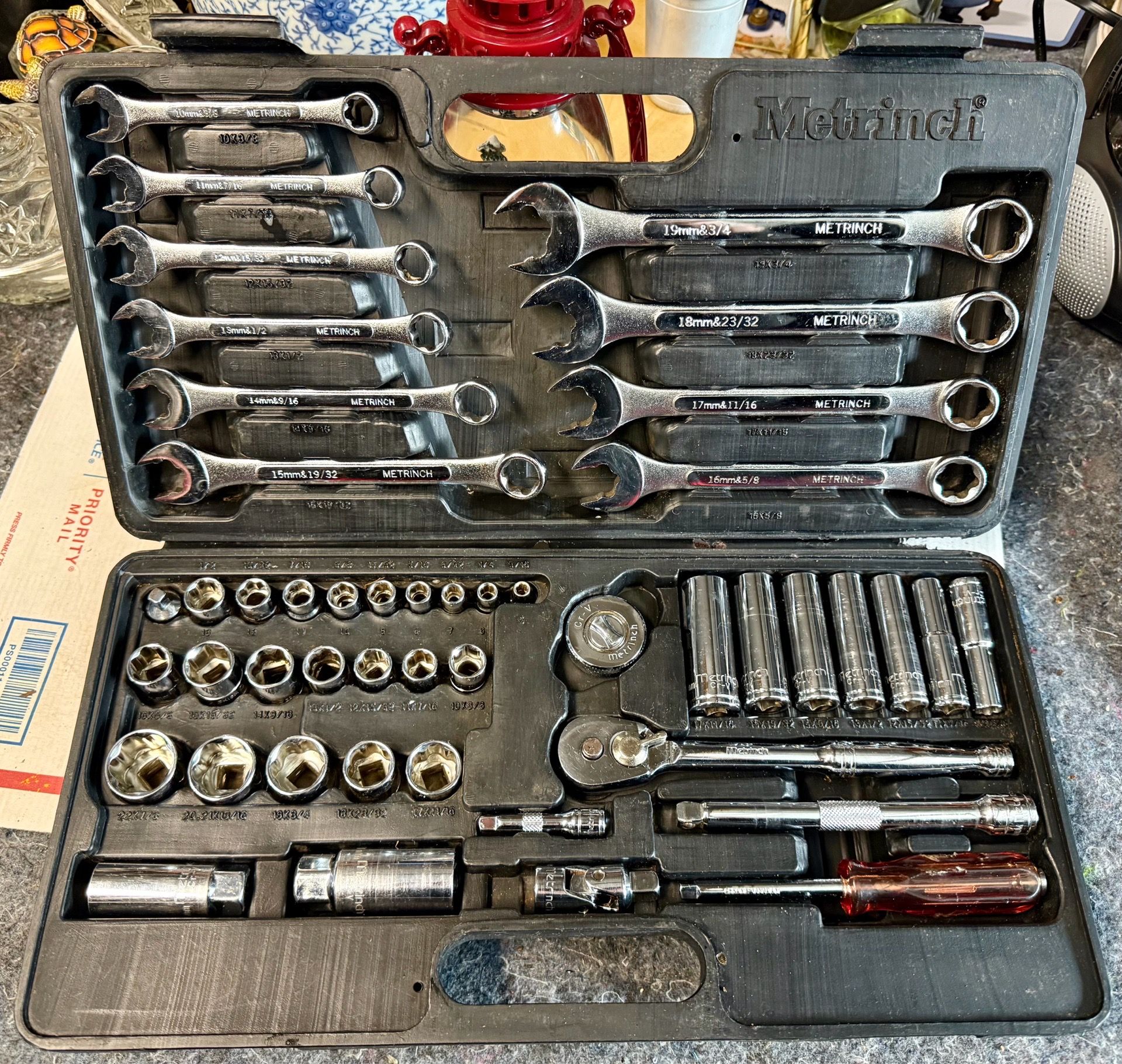 Metrench *SALE* Metrinch 62-PC Combination Wrench & Socket Set-Like New-Metric ...
