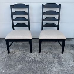 Two Beautiful Matching Wood Chairs With Cushion Seats