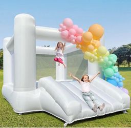 NEW 12FT White Bounce House with Slide + Blower