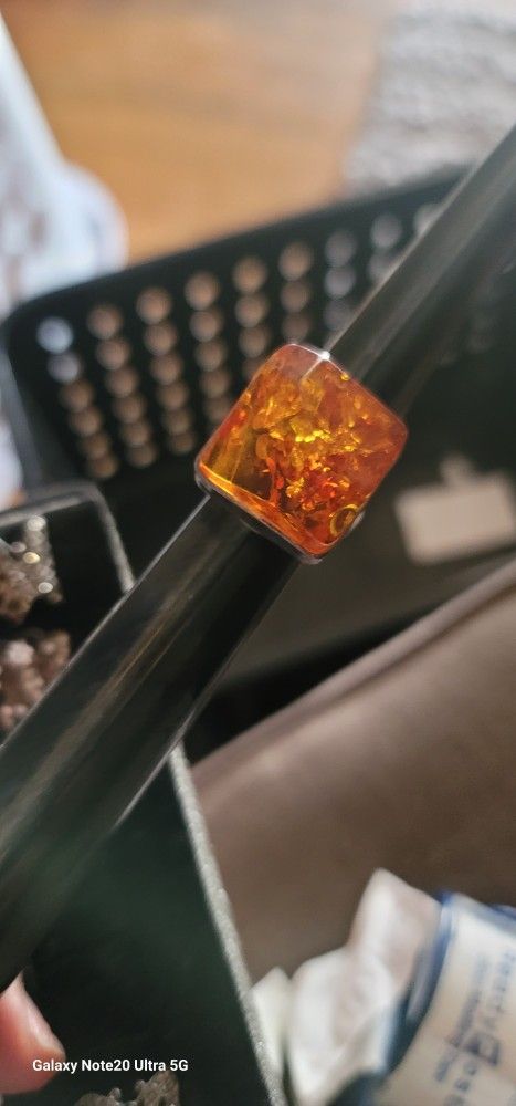 Baltic AMBER STERLING SILVER RING 7.5