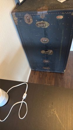 Vintage Navy Blue Steamer Trunk