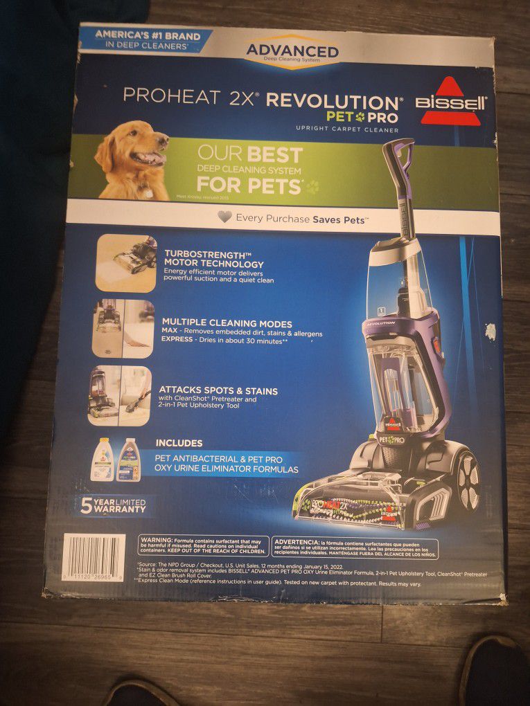 BRAND NEW SEALED IN BOX - BISSELL PROHEAT 2X REVOLUTION PET PRO ADVANCED DEEP CLEANING SYSTEM CARPET CLEANER / CARPET SHAMPOOER