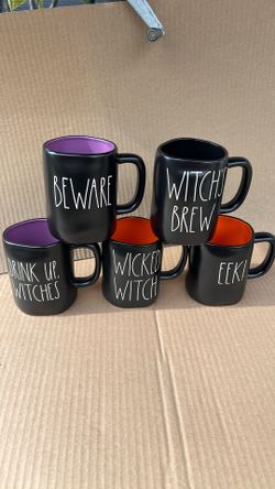 New! Rae Dunn black colored Halloween mugs