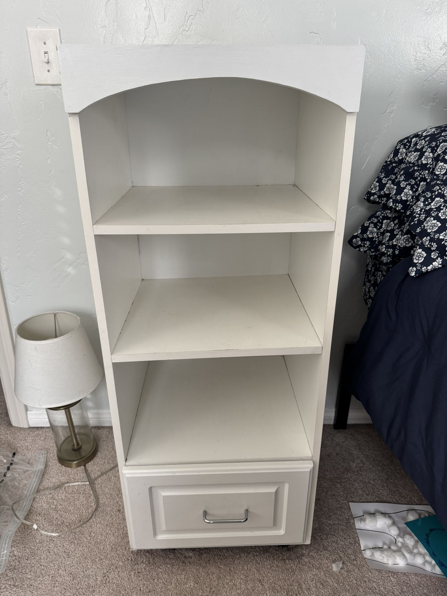 White Rolling Bedside Tables Set Of 2