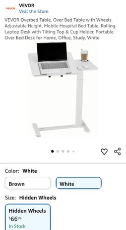 OBO!! VEVOR Overbed Rolling Laptop Desk with Tilting Top