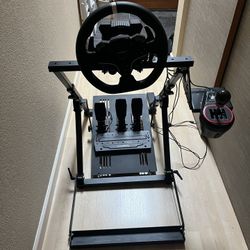 Racing setup Moza r5 Thrustmaster shifter
