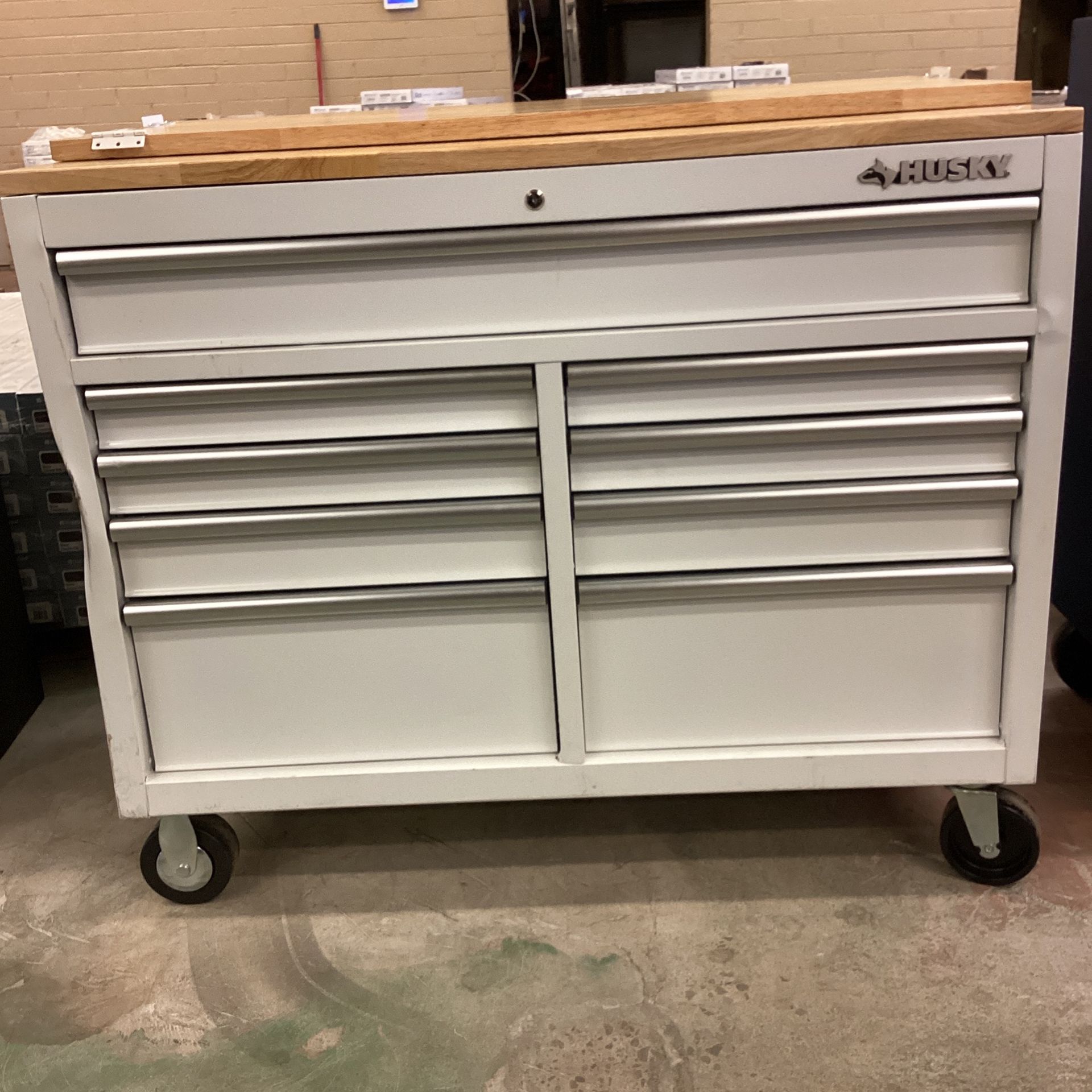 Husky 46 in. W x 51 in. D Standard Duty 9Drawer Mobile Workbench with