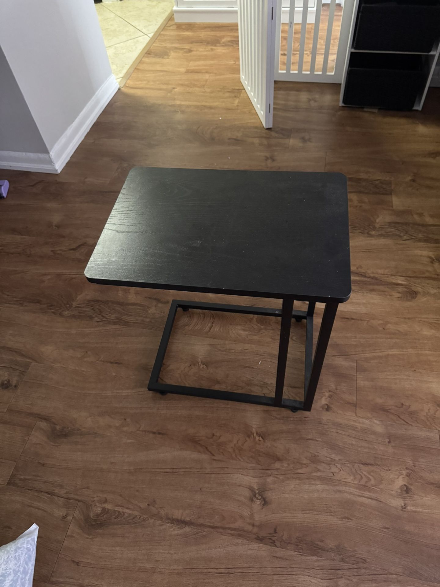 C shaped end table for over the sofa