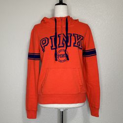 PINK Victoria’s Secret Orange Logo Pullover Hooded Sweatshirt