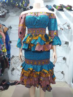 African print stretch skirt and top - size 8 to 10