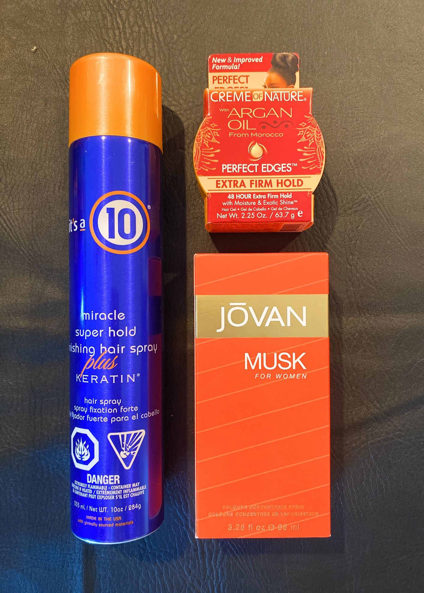Bundle Keratin Hair Spray, Argan Oil Gel + Jovan Musk Perfume